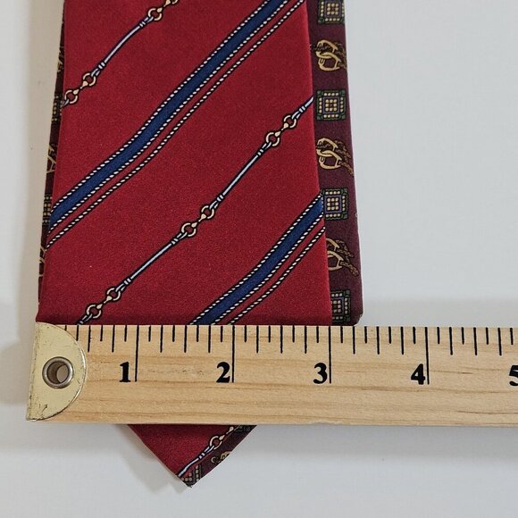 Equestrian Themed Silk Tie Lot of 2 Angeli CarIo Colorado Italy AOP W4 L57.5 - Picture 7 of 16